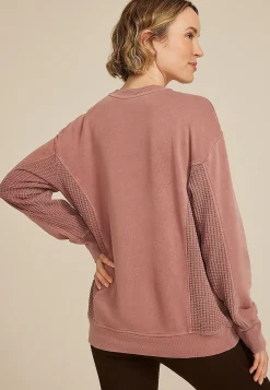 Maurices Sweatshirts-Waffle Mix Crew Neck Tunic Sweatshirt