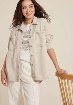 Maurices Plaid & Button Down Shirts|Jackets-Washed Knit Denim Shacket