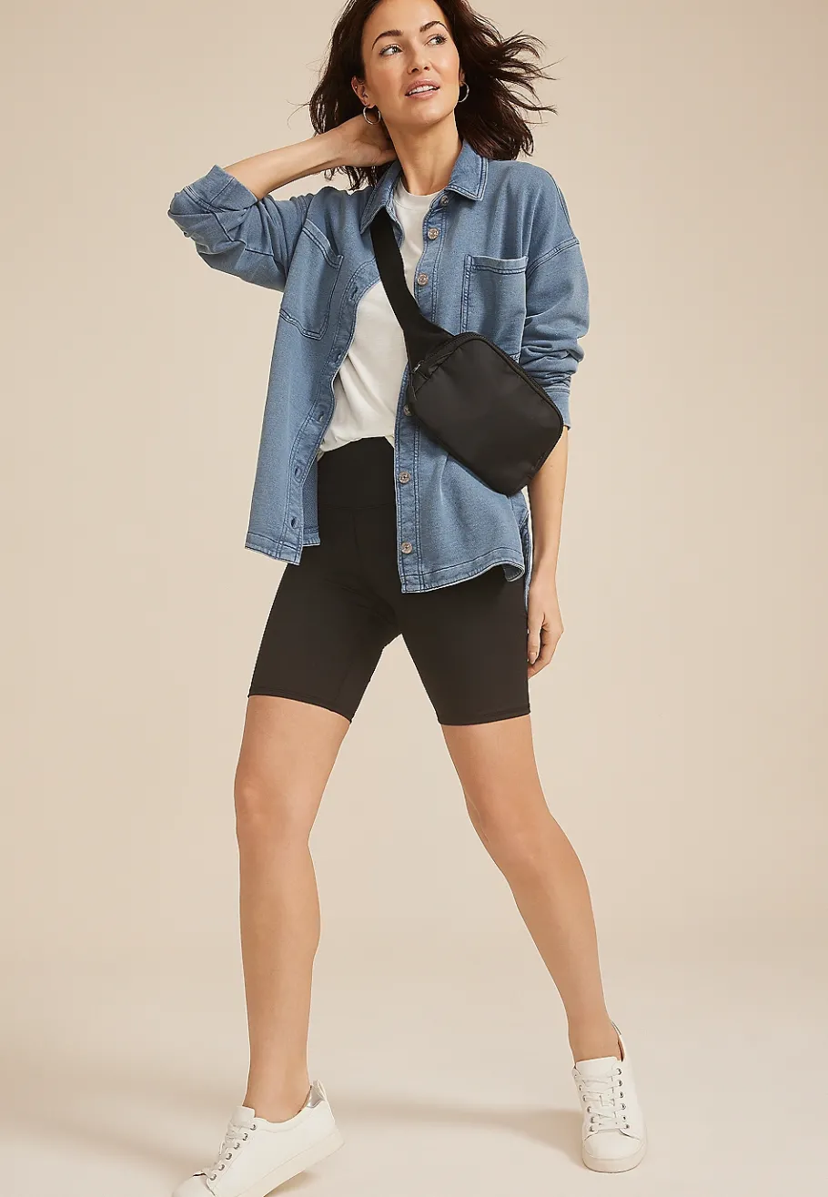 Maurices Plaid & Button Down Shirts|Jackets-Washed Knit Denim Shacket