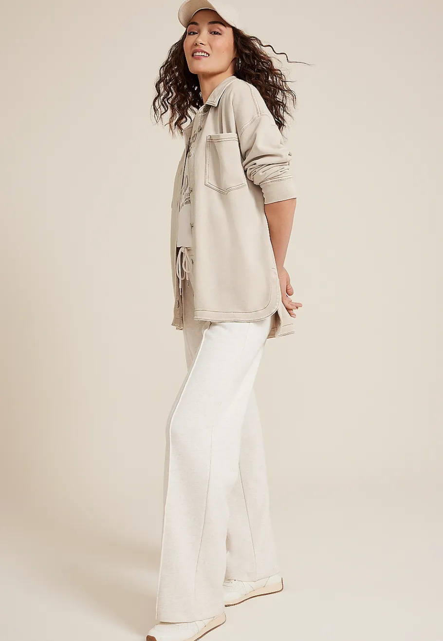 Maurices Plaid & Button Down Shirts|Jackets-Washed Knit Denim Shacket