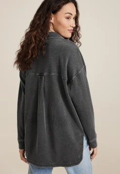 Maurices Plaid & Button Down Shirts|Jackets-Washed Knit Denim Shacket