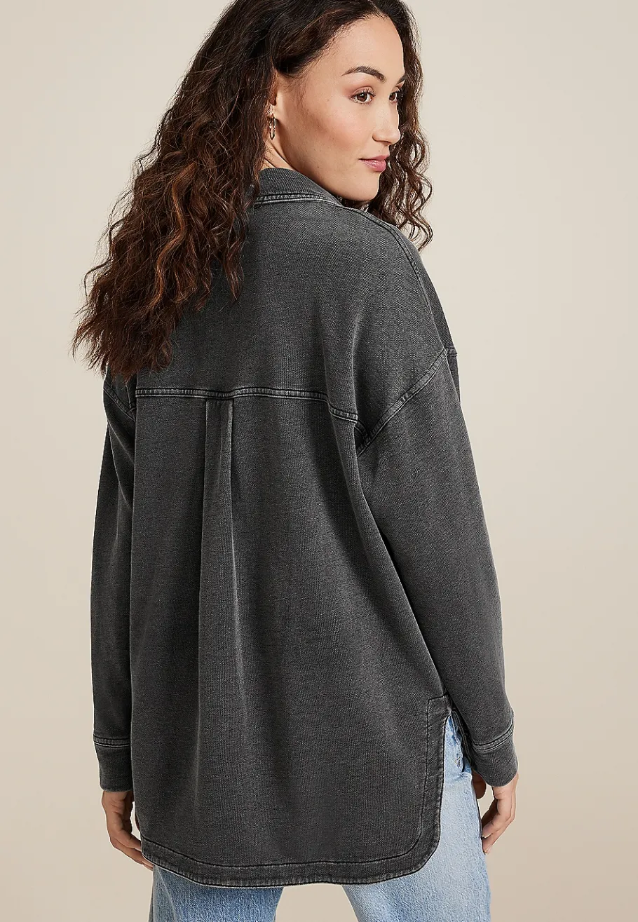 Maurices Plaid & Button Down Shirts|Jackets-Washed Knit Denim Shacket