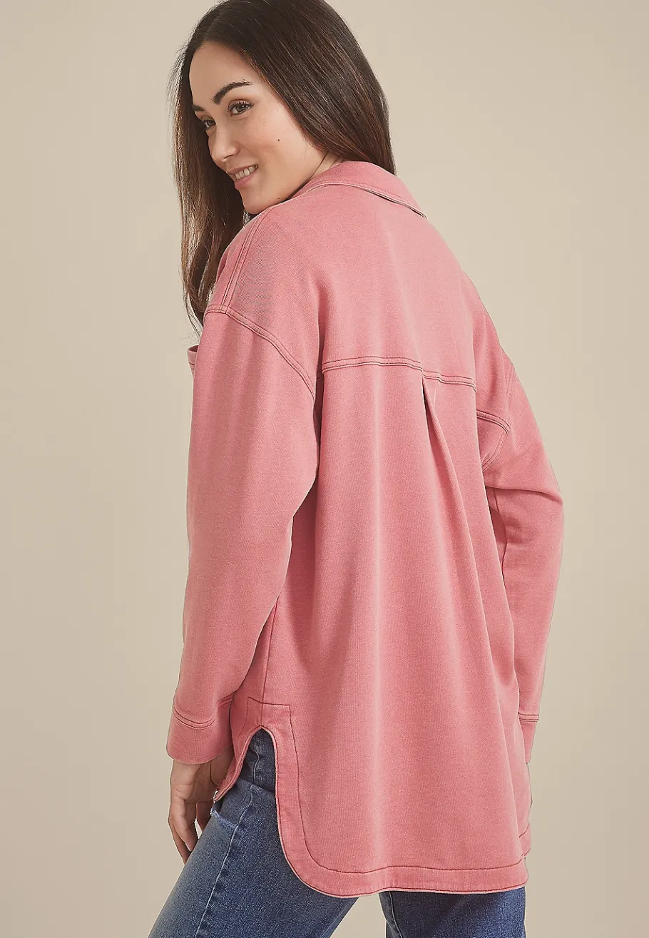 Maurices Plaid & Button Down Shirts|Jackets-Washed Knit Denim Shacket