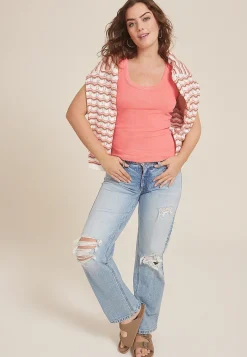Maurices Tanks & Camis-Washed Ribbed Scoop Neck Tank Top