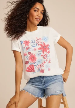 Maurices Tees|Graphics-Watercolor Floral Oversized Fit Graphic Tee