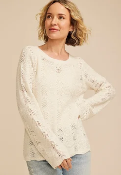 Maurices Sweaters Cardigans & Kimonos-Wave Stitch Bell Sleeve Sweater