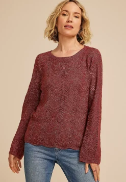 Maurices Sweaters Cardigans & Kimonos-Wave Stitch Bell Sleeve Sweater