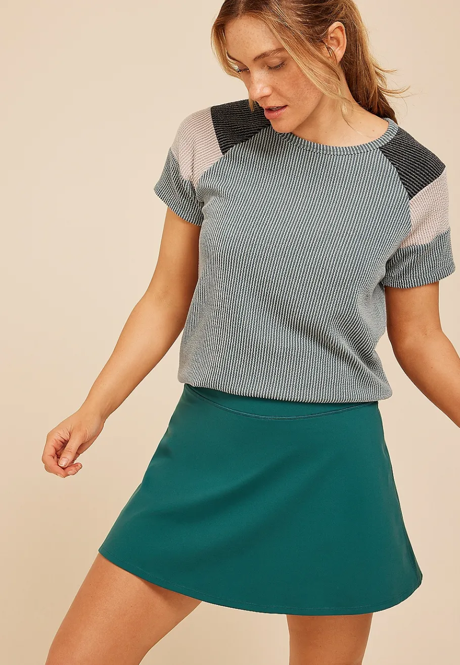 Maurices Tees-Wavy Ribbed Colorblock Raglan Tee