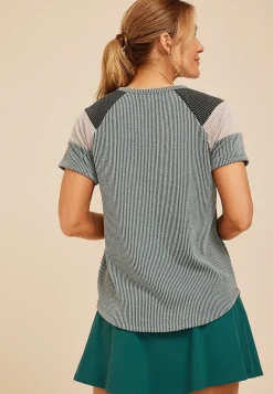 Maurices Tees-Wavy Ribbed Colorblock Raglan Tee