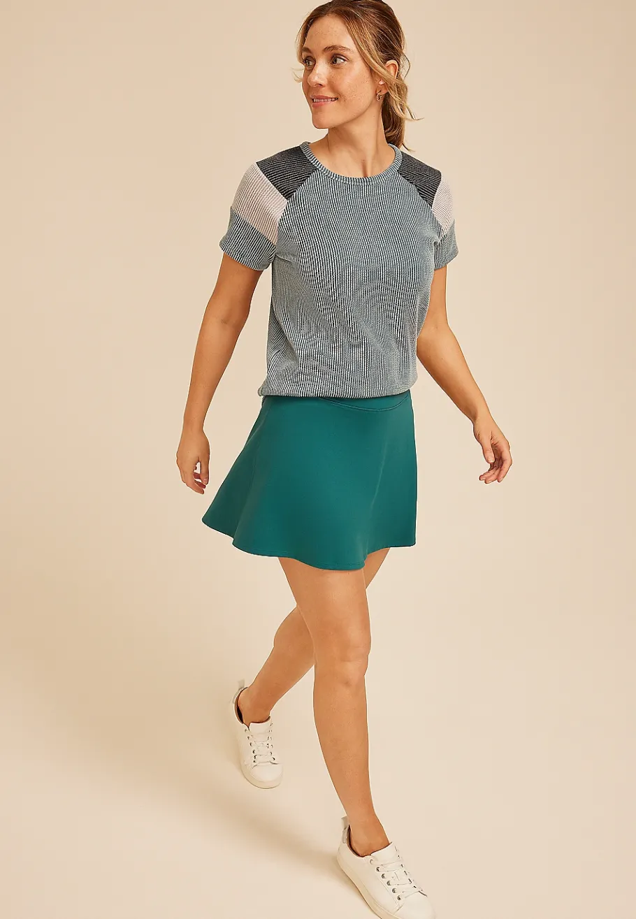 Maurices Tees-Wavy Ribbed Colorblock Raglan Tee