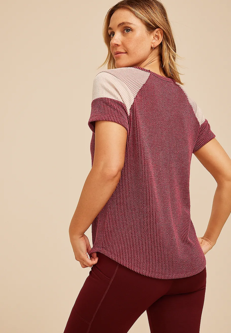 Maurices Tees-Wavy Ribbed Colorblock Raglan Tee