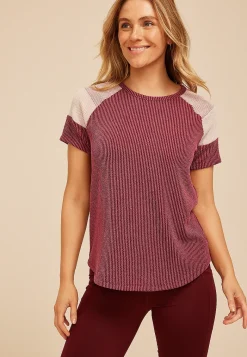 Maurices Tees-Wavy Ribbed Colorblock Raglan Tee