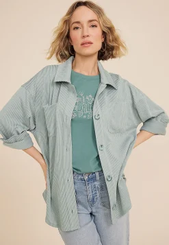 Maurices Jackets-Wavy Ribbed Shacket