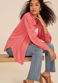 Maurices Jackets-Wavy Ribbed Shacket
