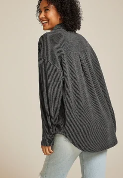 Maurices Plaid & Button Down Shirts|Jackets-Wavy Ribbed Shacket