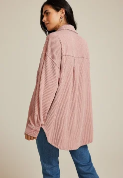 Maurices Plaid & Button Down Shirts|Jackets-Wavy Ribbed Shacket