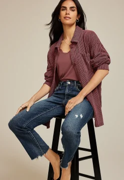 Maurices Plaid & Button Down Shirts|Jackets-Wavy Ribbed Shacket