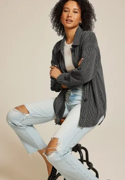 Maurices Plaid & Button Down Shirts|Jackets-Wavy Ribbed Shacket