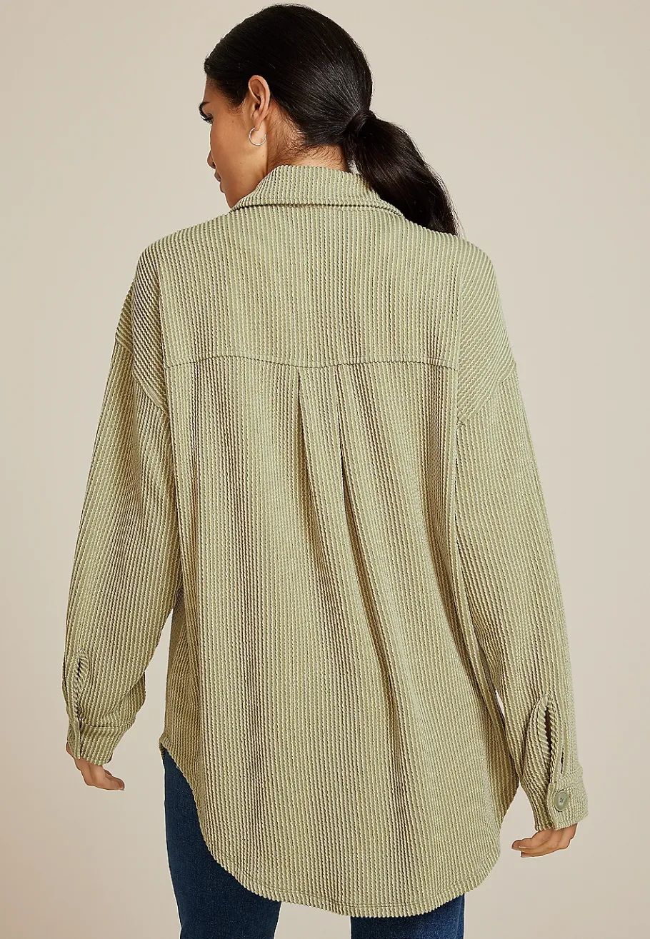 Maurices Plaid & Button Down Shirts|Jackets-Wavy Ribbed Shacket