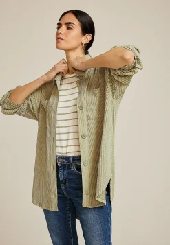 Maurices Plaid & Button Down Shirts|Jackets-Wavy Ribbed Shacket