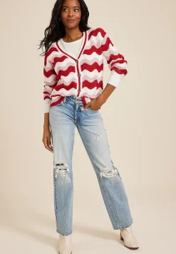 Maurices Sweaters Cardigans & Kimonos-Wavy Striped Knit Cardigan