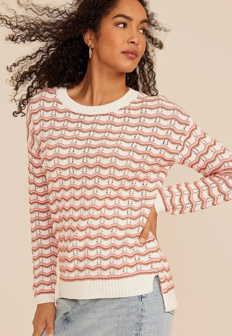 Maurices Sweaters Cardigans & Kimonos-Wavy Striped Sweater