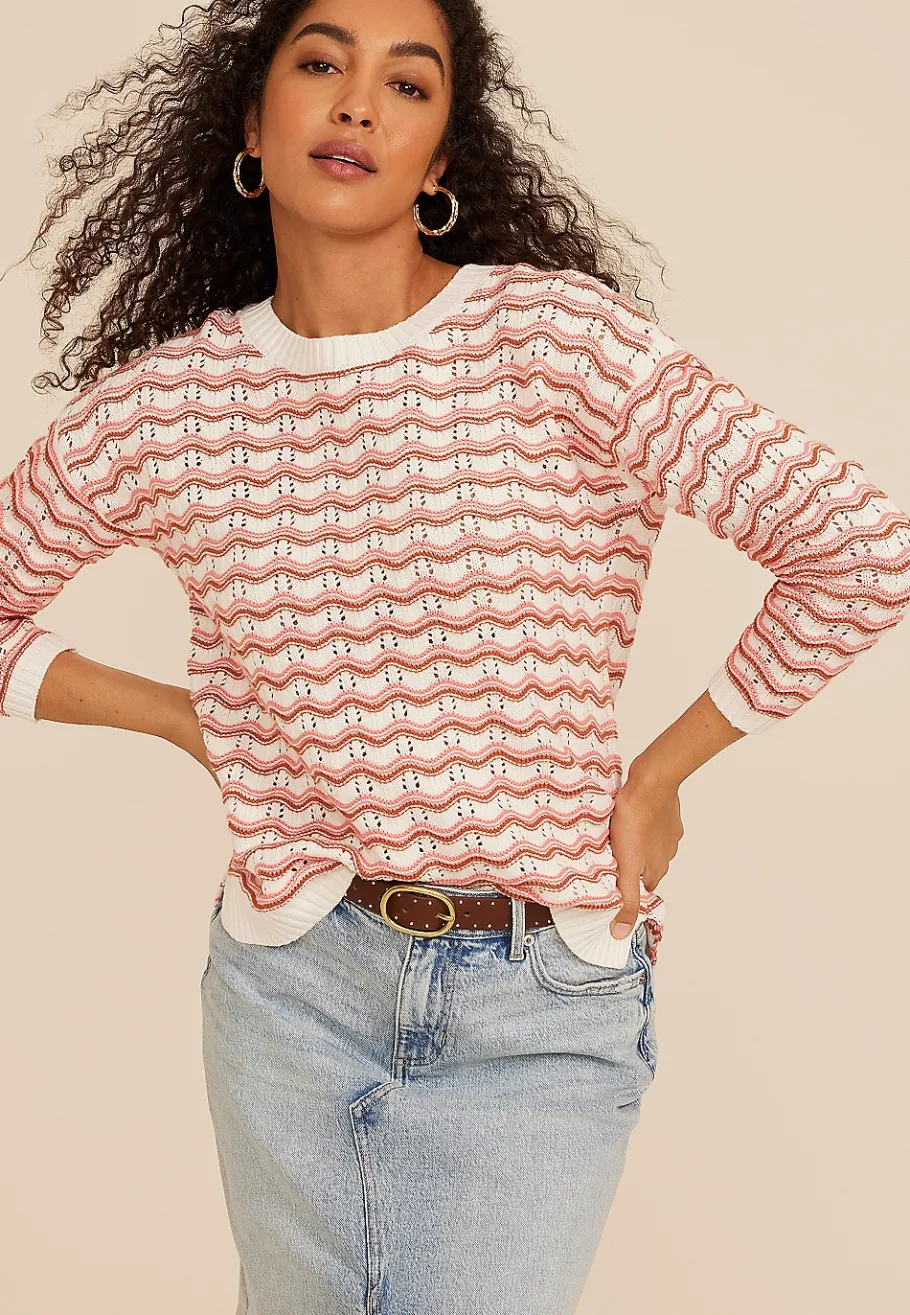 Maurices Sweaters Cardigans & Kimonos-Wavy Striped Sweater