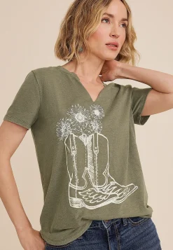 Maurices Tees|Graphics-Western Floral Boots Classic Fit Graphic Tee