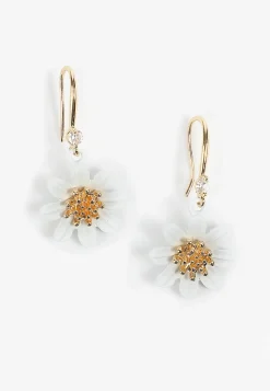 Maurices Earrings-White And Floral Drop Earrings