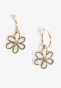 Maurices Earrings-Wire Flower Charm Hoop Earrings