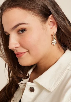 Maurices Earrings-Wire Flower Charm Hoop Earrings
