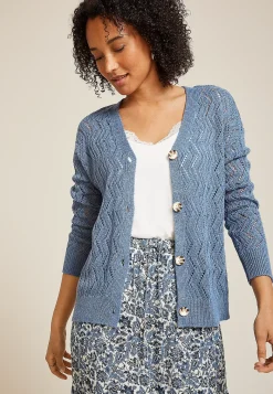 Maurices Sweaters Cardigans & Kimonos-Zig Zag Pointelle Button Front Cardigan