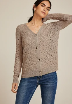 Maurices Sweaters Cardigans & Kimonos-Zig Zag Pointelle Button Front Cardigan